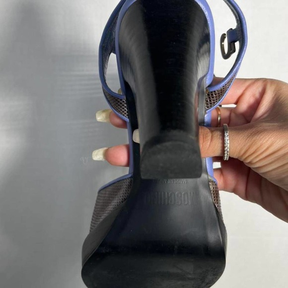 1990s Black and Purple Moschino Snakeskin Heels Size 6 - Picture 3 of 4